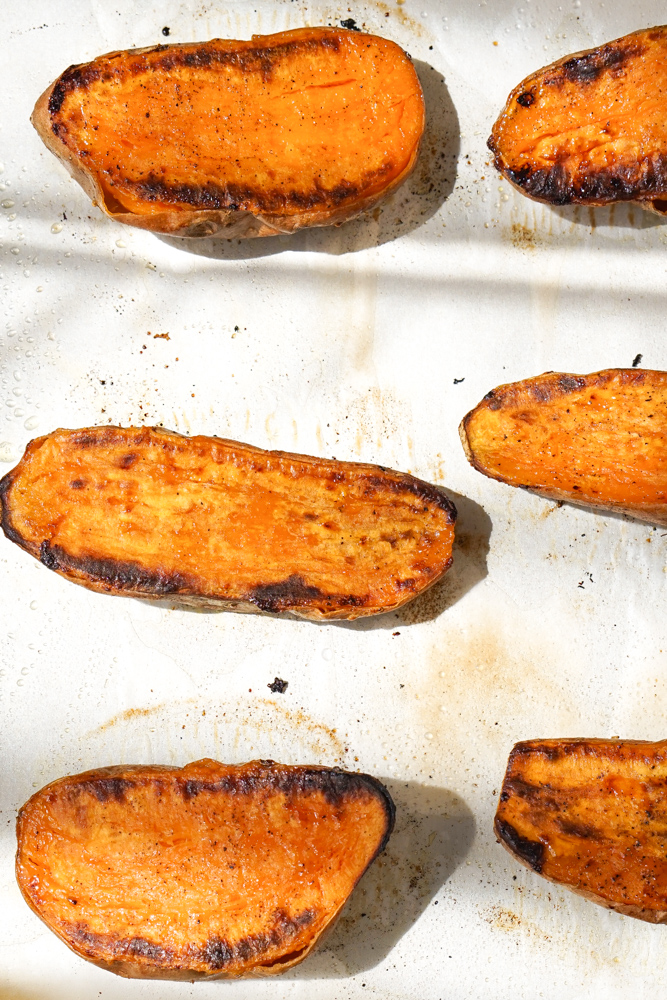 oven roasted sweet potato halves