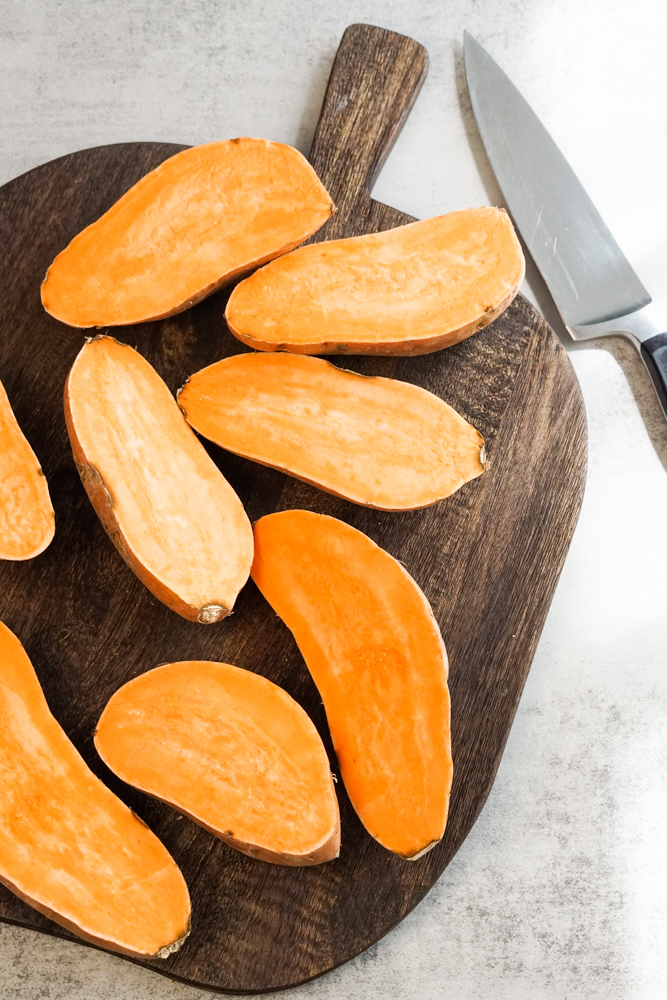 sweet potatoes cut in half