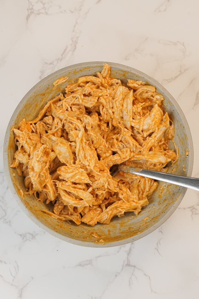 shredded chicken with buffalo sauce