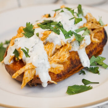 buffalo chicken stuffed sweet potato