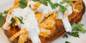 buffalo chicken stuffed sweet potato