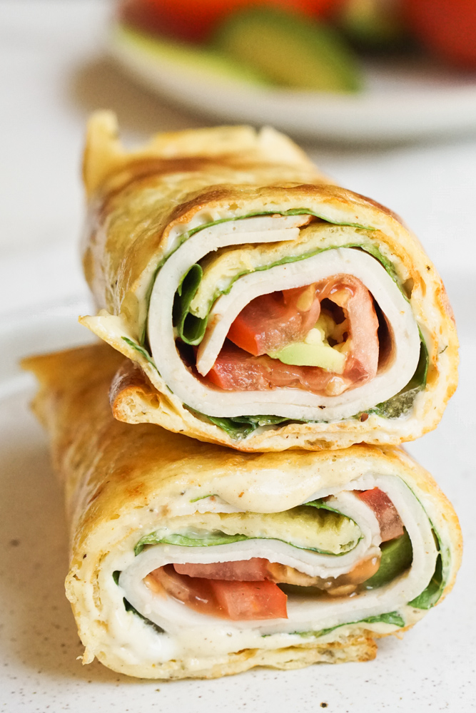 cottage cheese wrap with turkey, lettuce and tomato